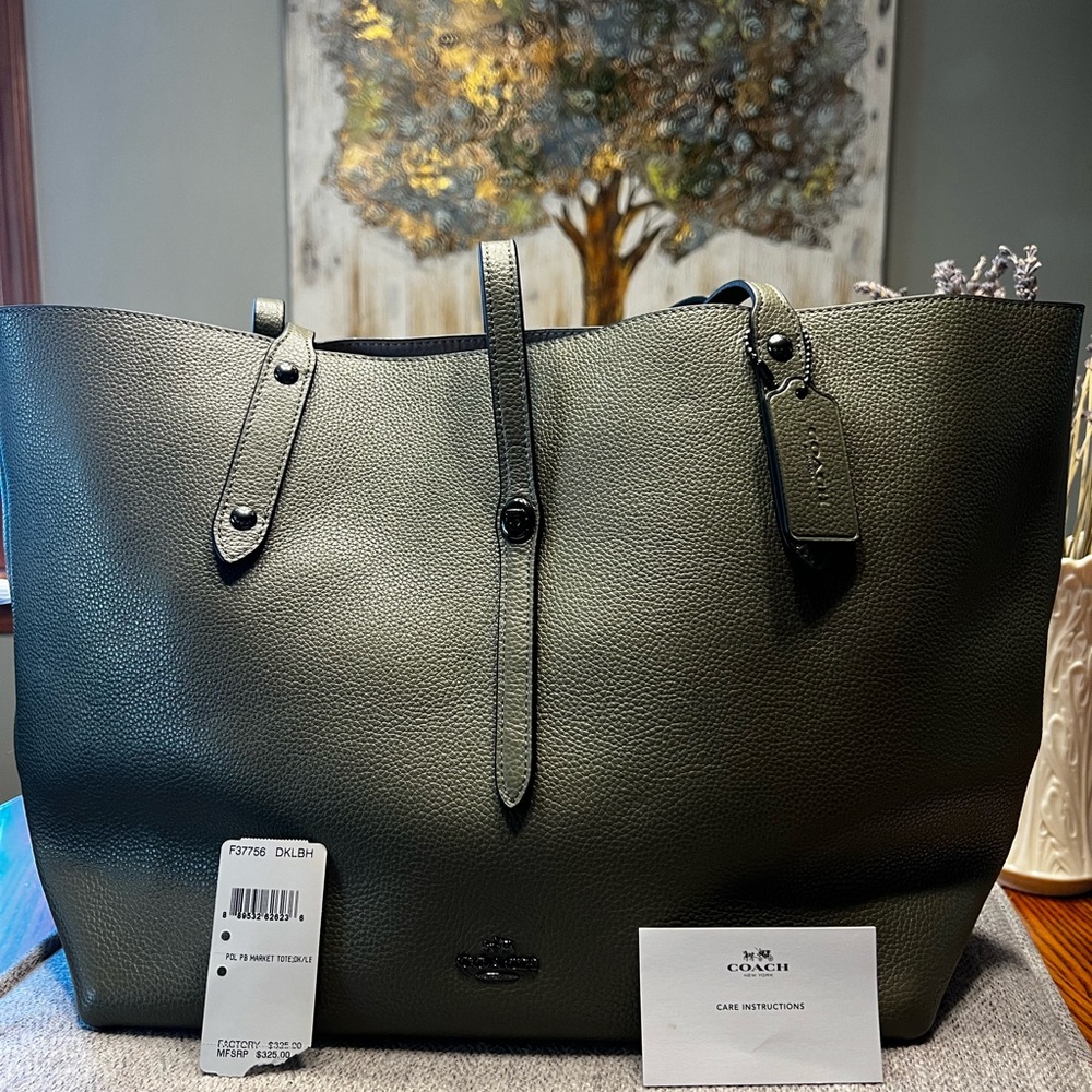 NWT Coach pebble leather market tote